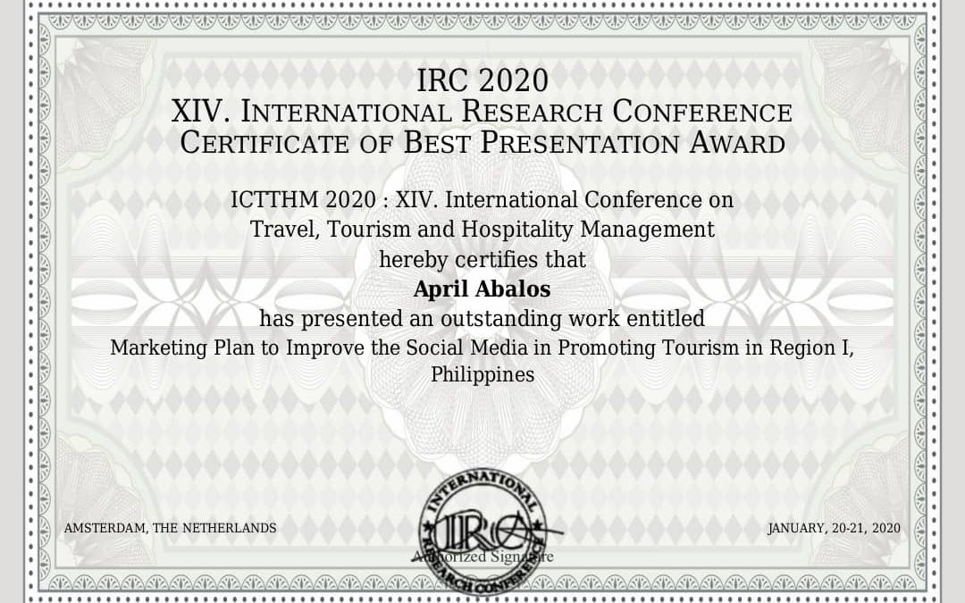 ICTTHM 2020: XIV. International Conference on Travel, Tourism and Hospitality Management